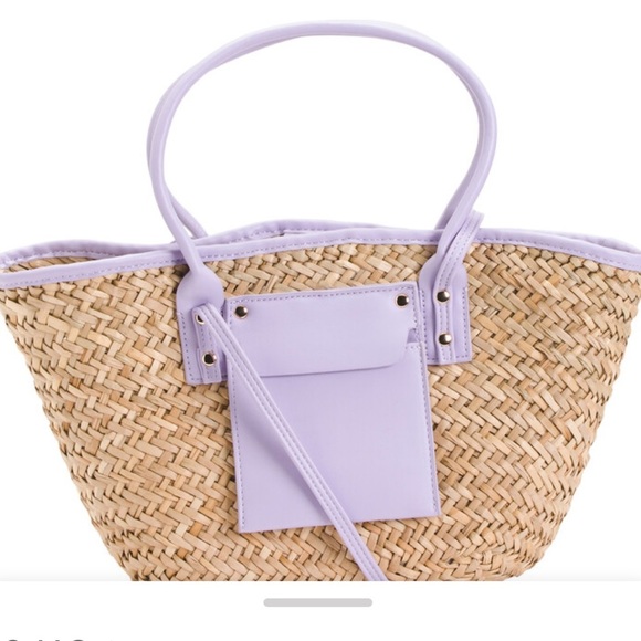 Urban Expressions Wellesley Double
Handle Straw Tote With Strap Lavender… - Picture 1 of 7